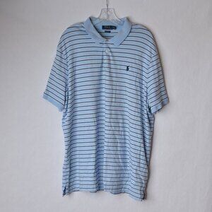 Polo Ralph Lauren Mens 2XL XXL Classic Fit Short Sleeve Blue Stripe Shirt